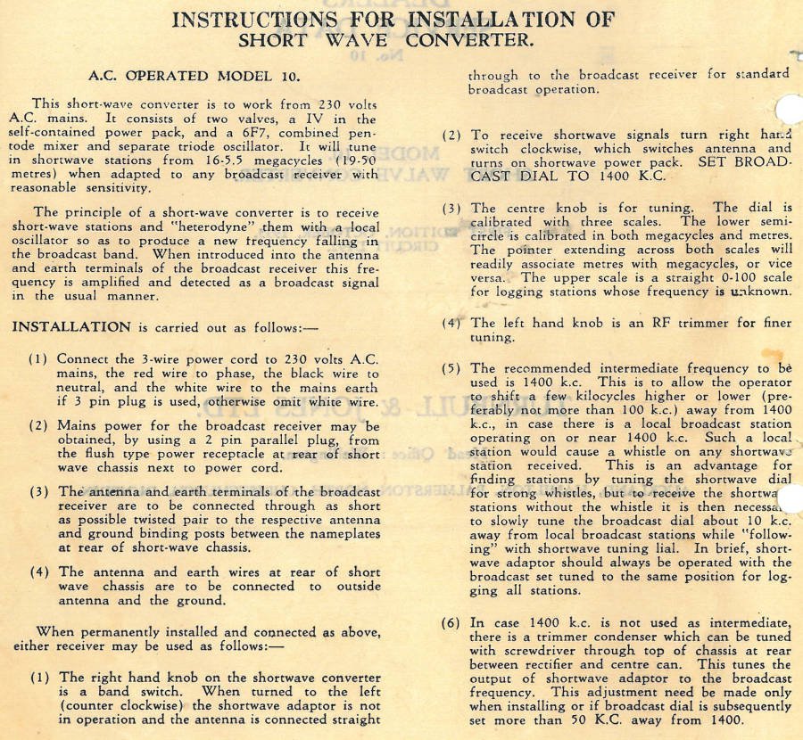 Courtenay model 10 'Shortwave Converter'